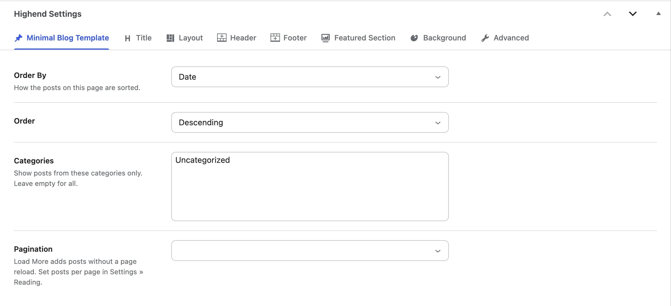 The Minimal Blog Template tab