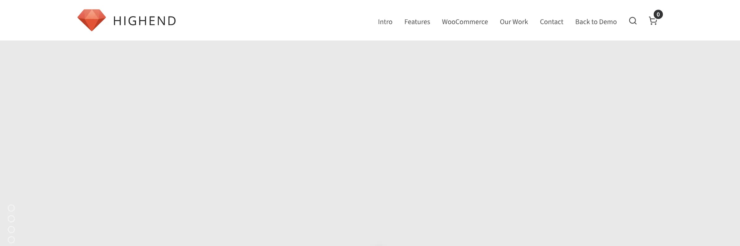 The one-page menu and dot navigation on Highend's One Page demo